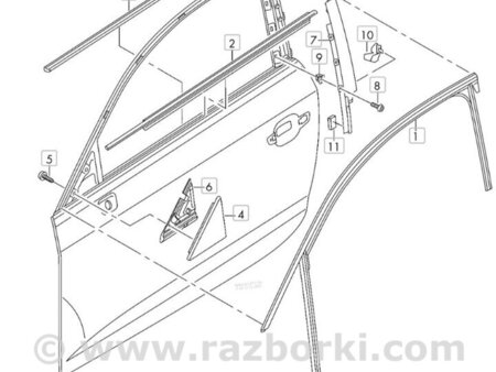 ФОТО Уплотнитель стекла двери для Audi (Ауди) A3 8V1, 8VA, 8V7, 8VS (03.2012-...) Киев