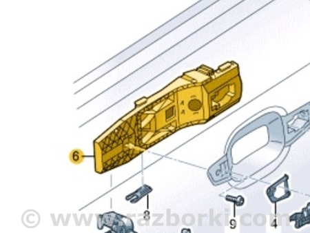 ФОТО Кронштейн ручки двери для Audi (Ауди) A3 8V1, 8VA, 8V7, 8VS (03.2012-...) Киев