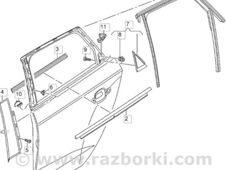 ФОТО Направляющая стекла двери для Audi (Ауди) A3 8V1, 8VA, 8V7, 8VS (03.2012-...) Киев