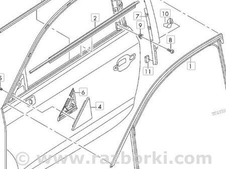 ФОТО Уплотнитель стекла двери для Audi (Ауди) A3 8V1, 8VA, 8V7, 8VS (03.2012-...) Киев