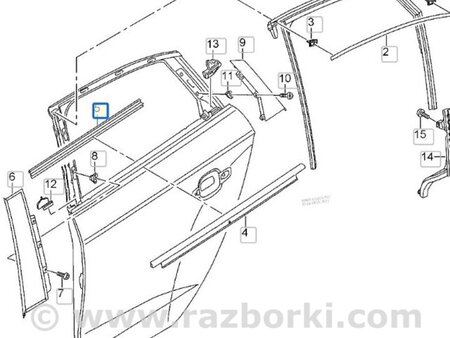 ФОТО Уплотнитель стекла двери для Audi (Ауди) A3 8V1, 8VA, 8V7, 8VS (03.2012-...) Киев