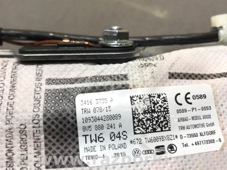 ФОТО Подушка безопасности для Audi (Ауди) A3 8V1, 8VA, 8V7, 8VS (03.2012-...) Киев