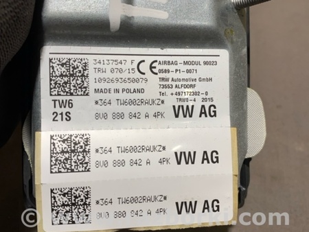 ФОТО Подушка безопасности для Audi (Ауди) A3 8V1, 8VA, 8V7, 8VS (03.2012-...) Киев