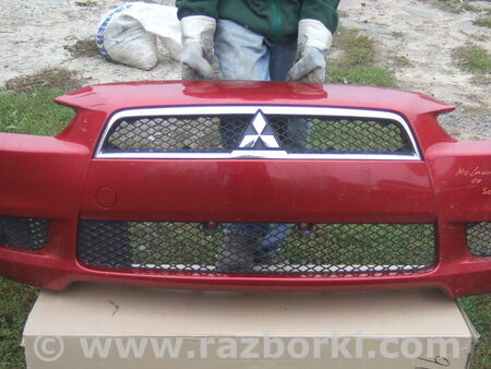 Бампер передний для Mitsubishi Lancer X 10 (15-17) Ровно